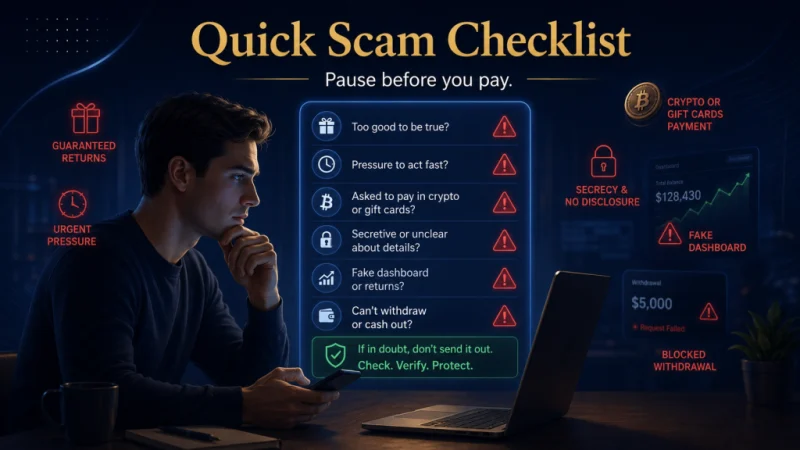 Quick Investment Scam Checklist